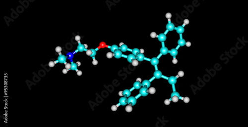 Tamoxifen molecular structure isolated on black