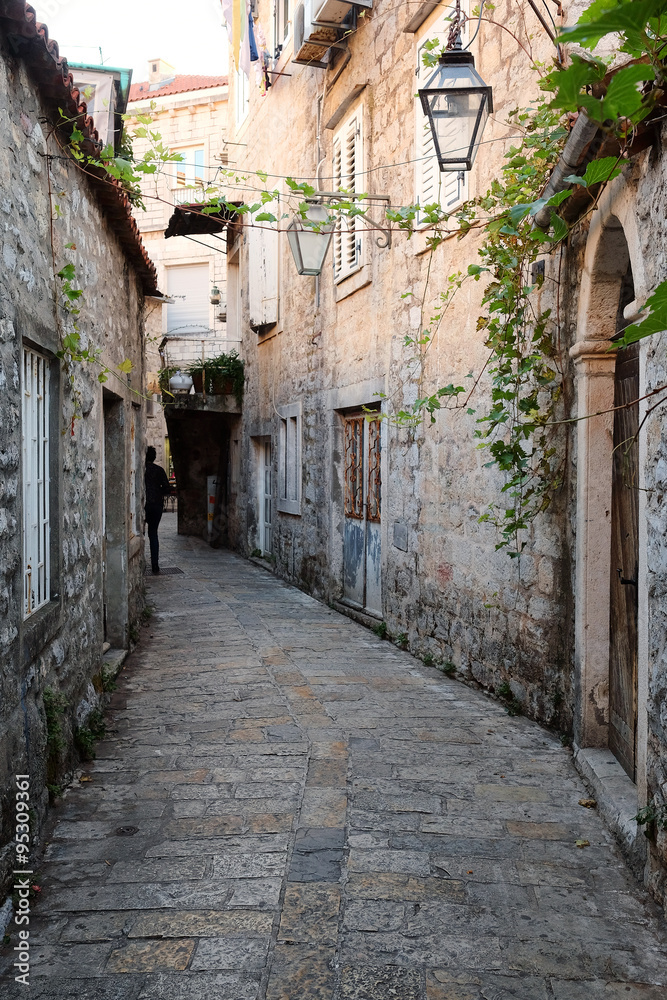 Budva, Montenegro, November, 1: tourists on the streets of the Old Town in Budva, Montenegro