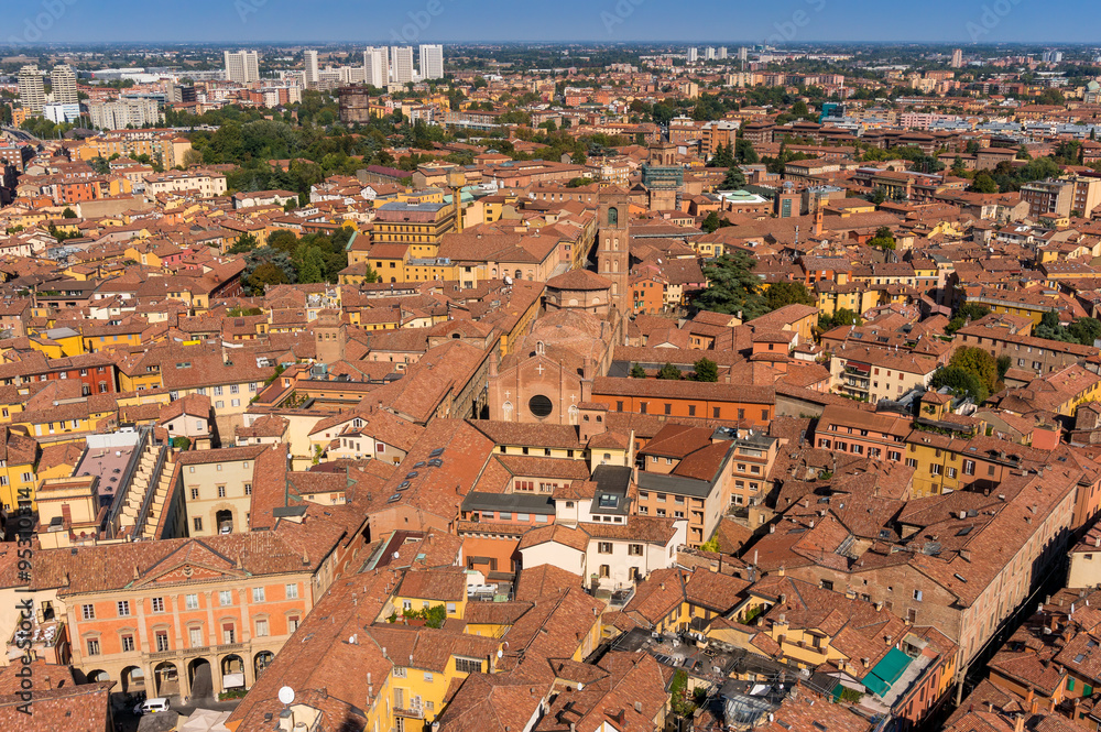 Bologna downtown cityscape aerial view