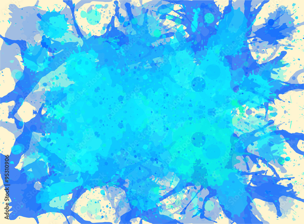 Fototapeta premium Blue watercolor paint splashes background