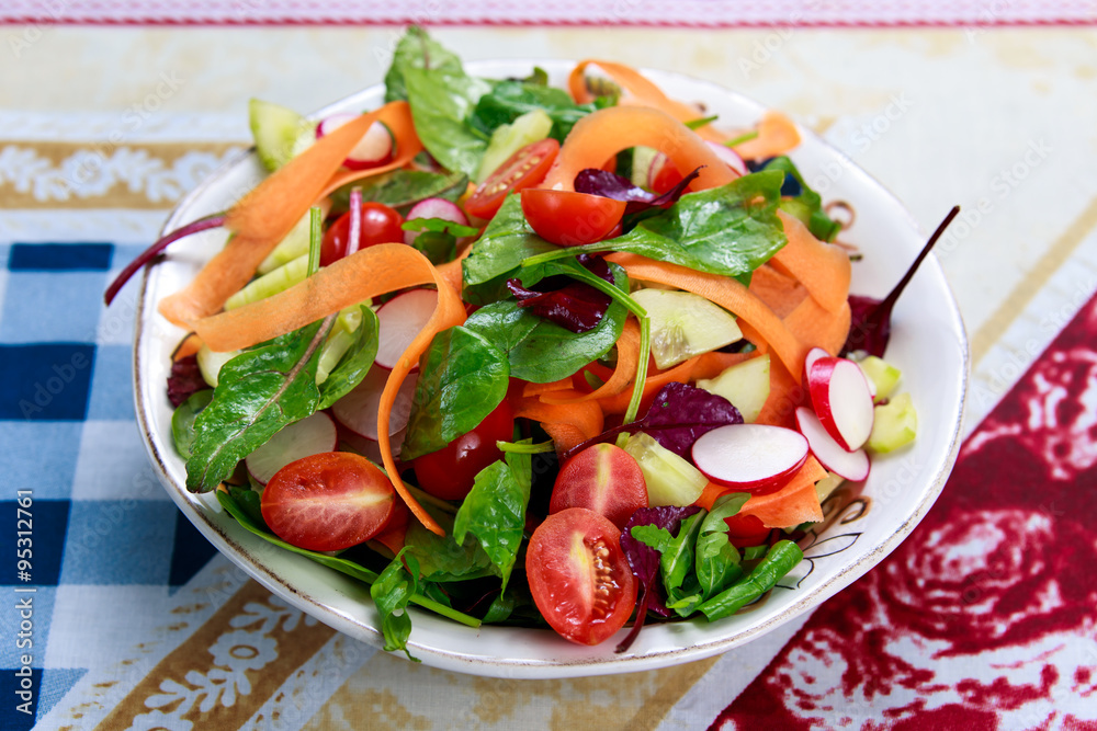 Fresh Vegetable salad on old wooden table. Fresh Vegetable salad on old wooden table.