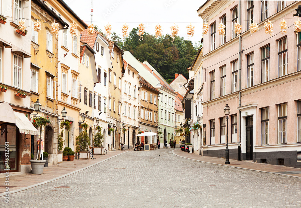 The street in Ljubljana, Slovenia.