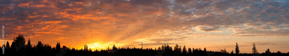 Cloudscape panorama of sunrise