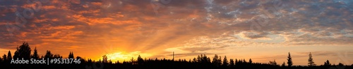 Cloudscape panorama of sunrise