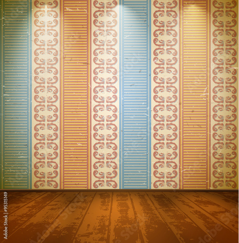 Room with floral wallpaper