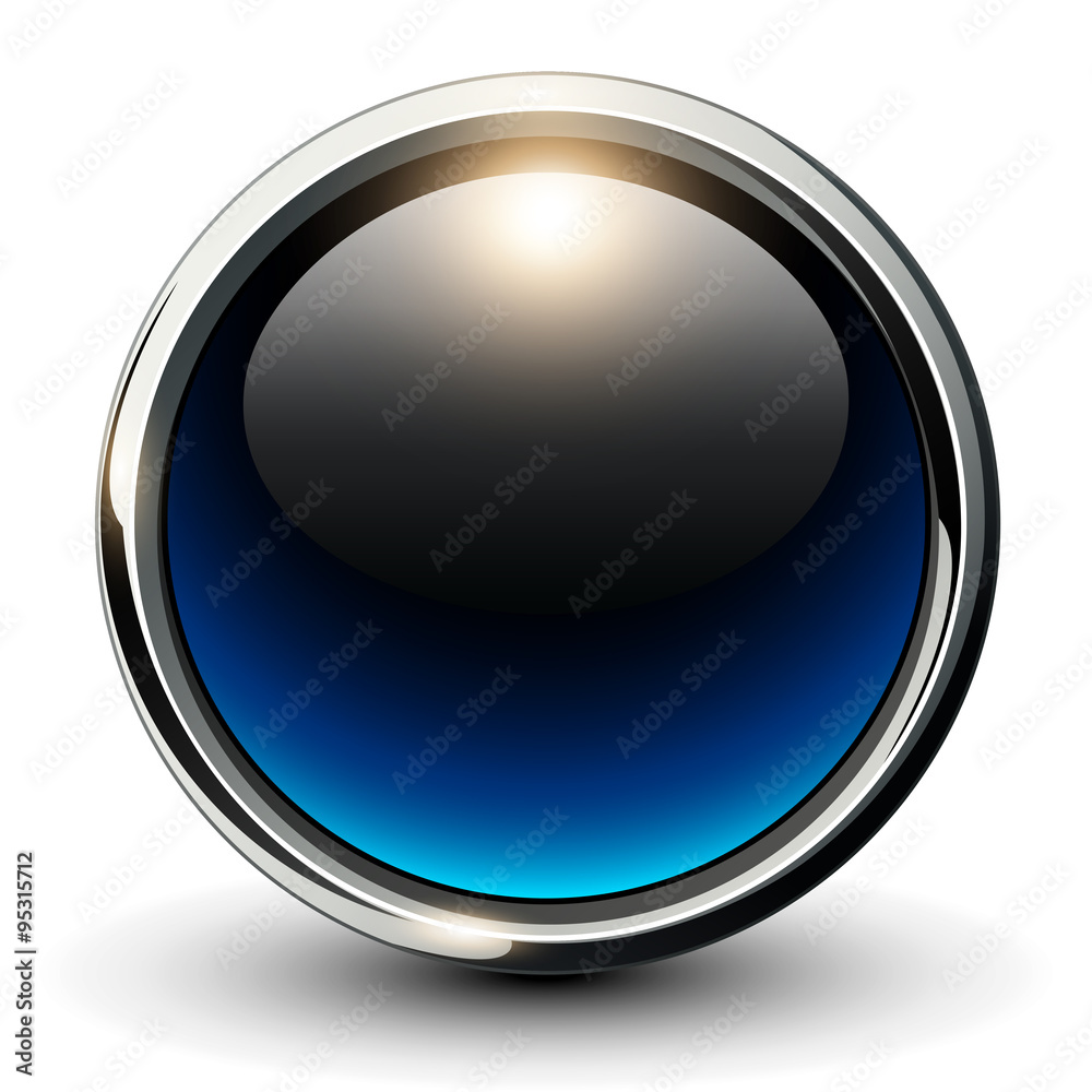 Blue shiny button with metallic elements Blue shiny button with metallic elements