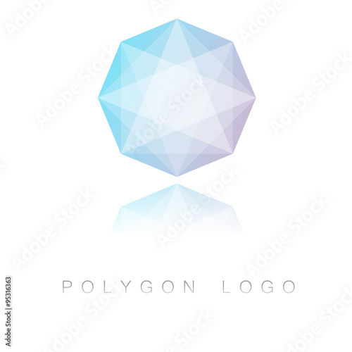 Octagon polygon logo in modern geometric style with reflection. Colorful premium logo isolated on white.