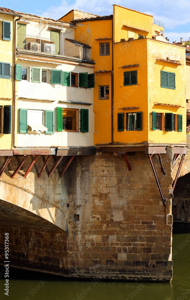 Bridge called Ponte Vecchio in Florence Italy over River Arno