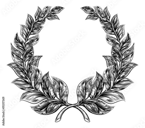 Woodcut style Laurel Wreath