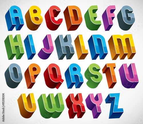3d font, vector colorful gl...