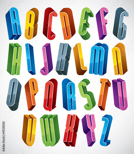3d font, vector tall thin l...