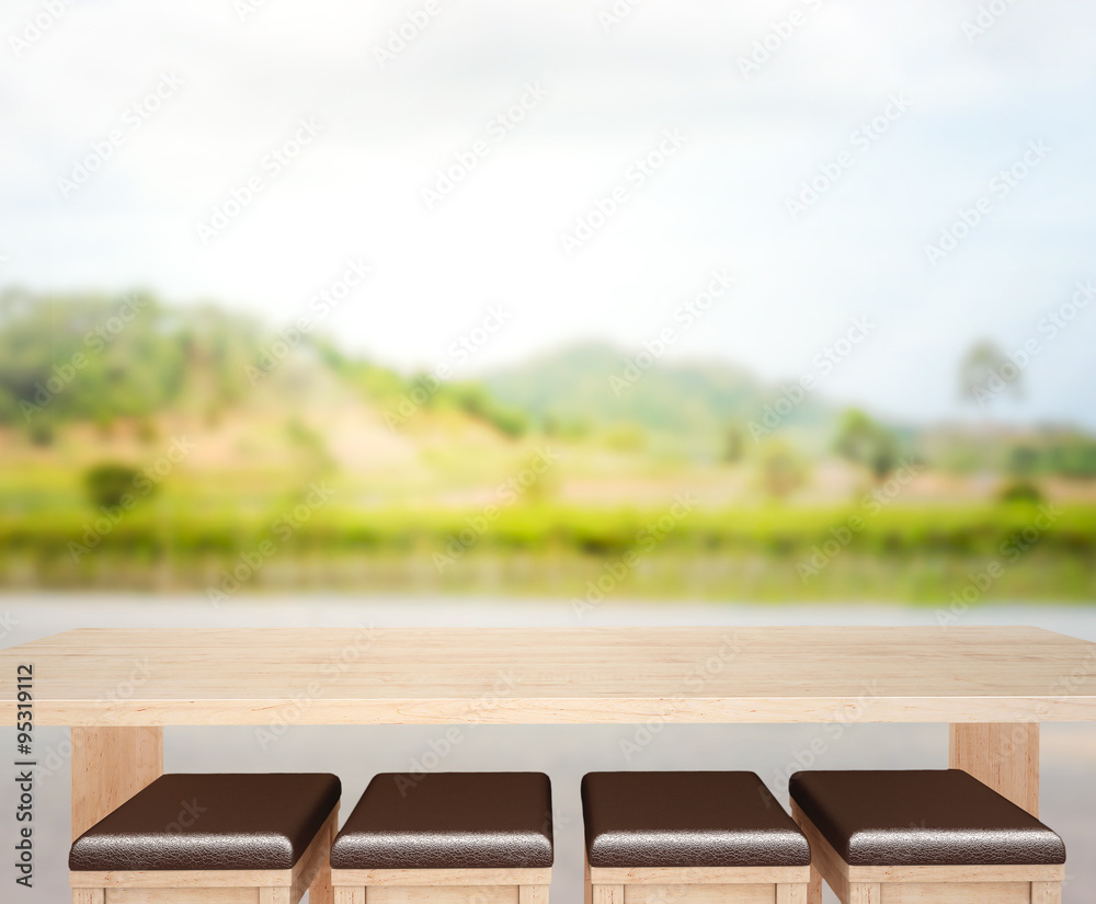 Fototapeta premium Table Top And Blur Nature of Background