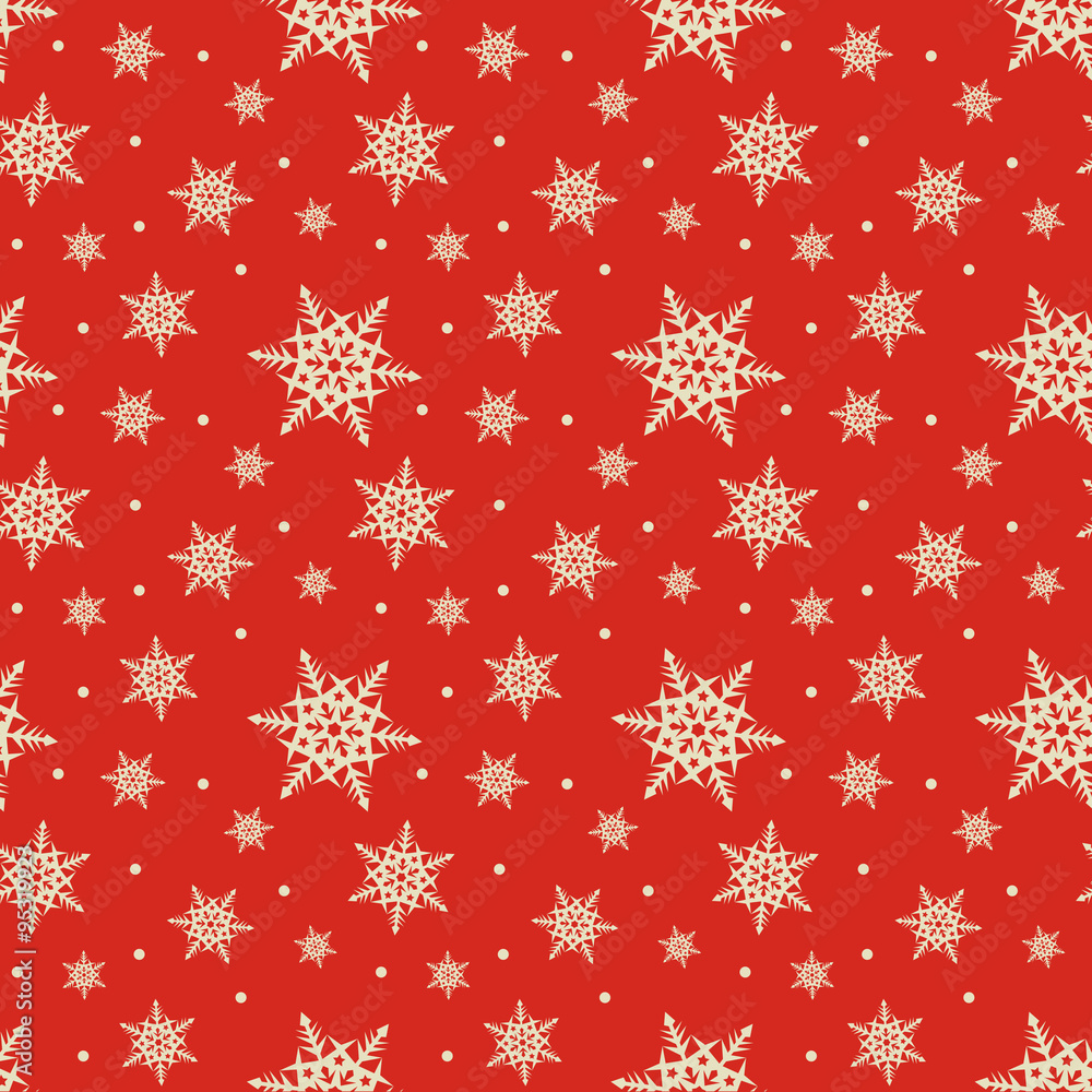 Seamless red pattern with snowflakes Seamless red pattern with snowflakes