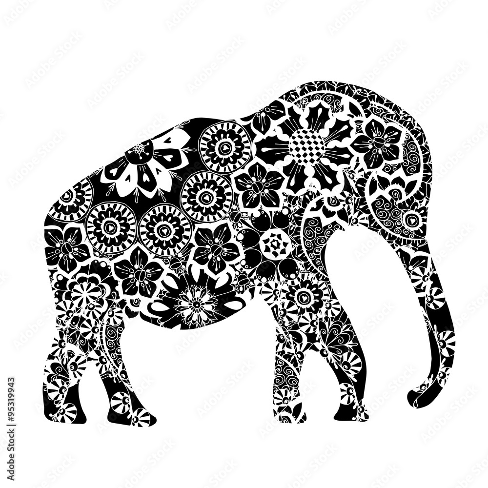 Fototapeta premium Black ethnic elephant.
