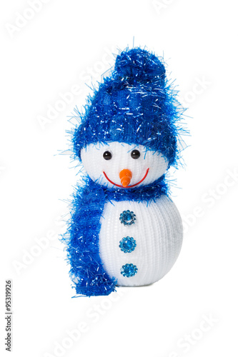 Funny snowman toy isolated on the white backgroung.