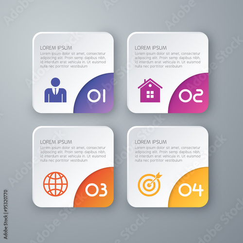 Vector illustration infographics four rounded rectangle