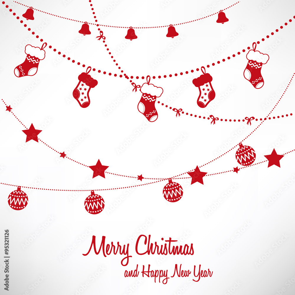 Christmas card, wishes, garland Christmas card, wishes, garland