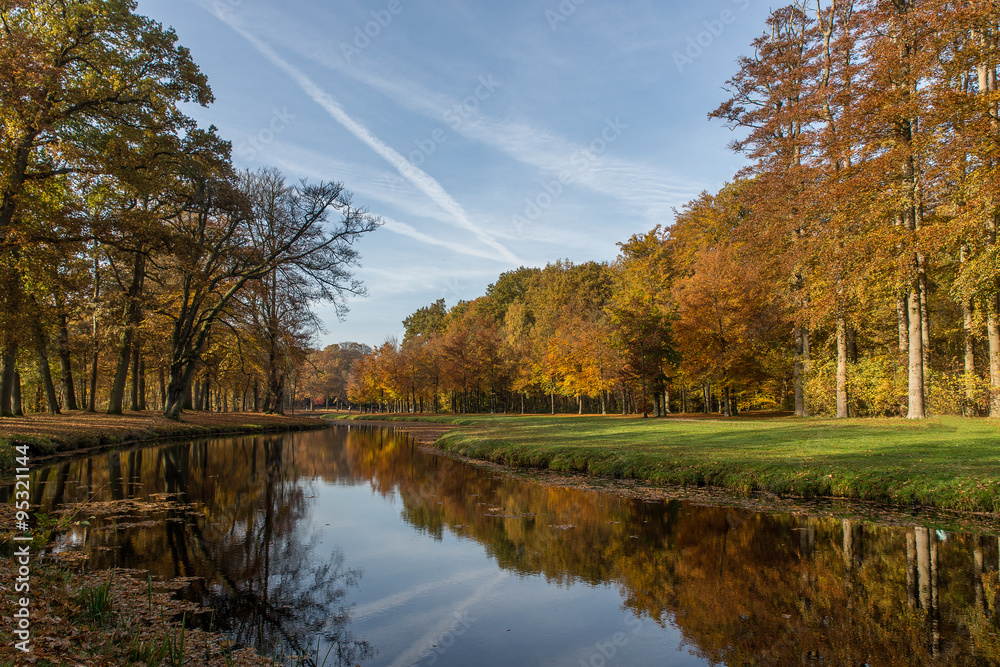 Autumn scene at a lake side