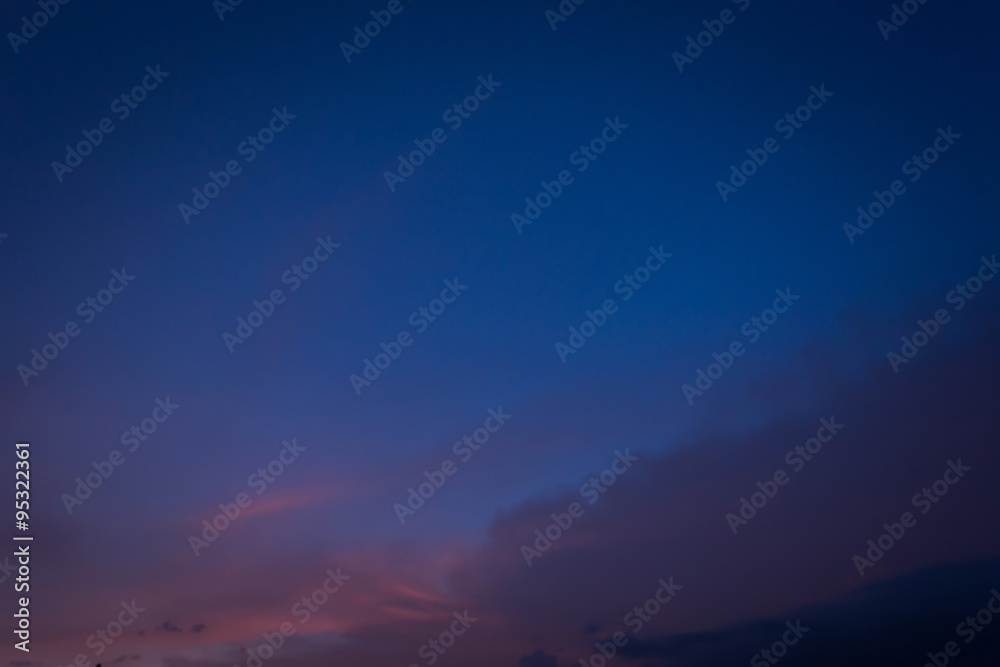 twilight sky background, blue sunset sky with cloud