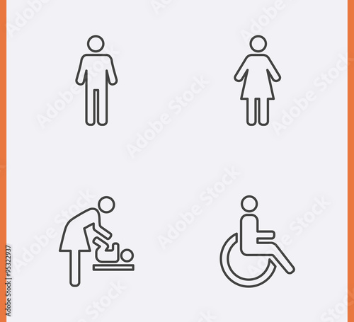 Restroom Icons thin line style
