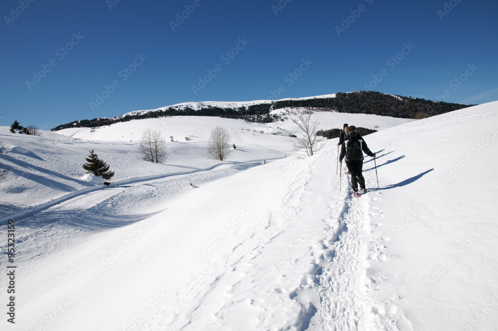 Escursionisti sulla neve