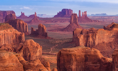 Wandcirkels Bruin Zonsopgang bij Hunts Mesa Arizona  © aiisha