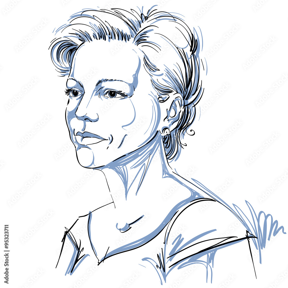 Vector portrait of attractive woman, illustration of female