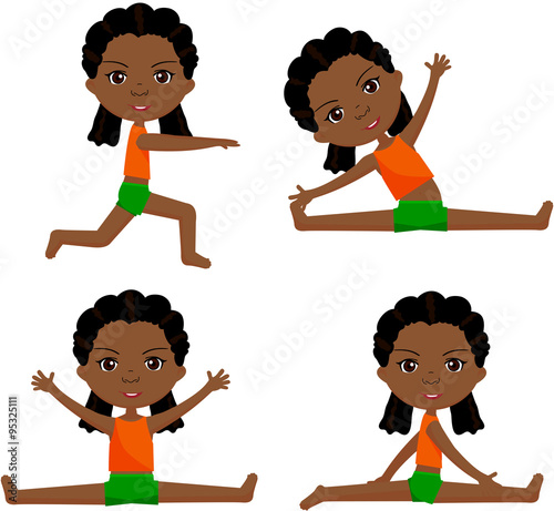 Afro girl with dreadlocks doin morning work-out