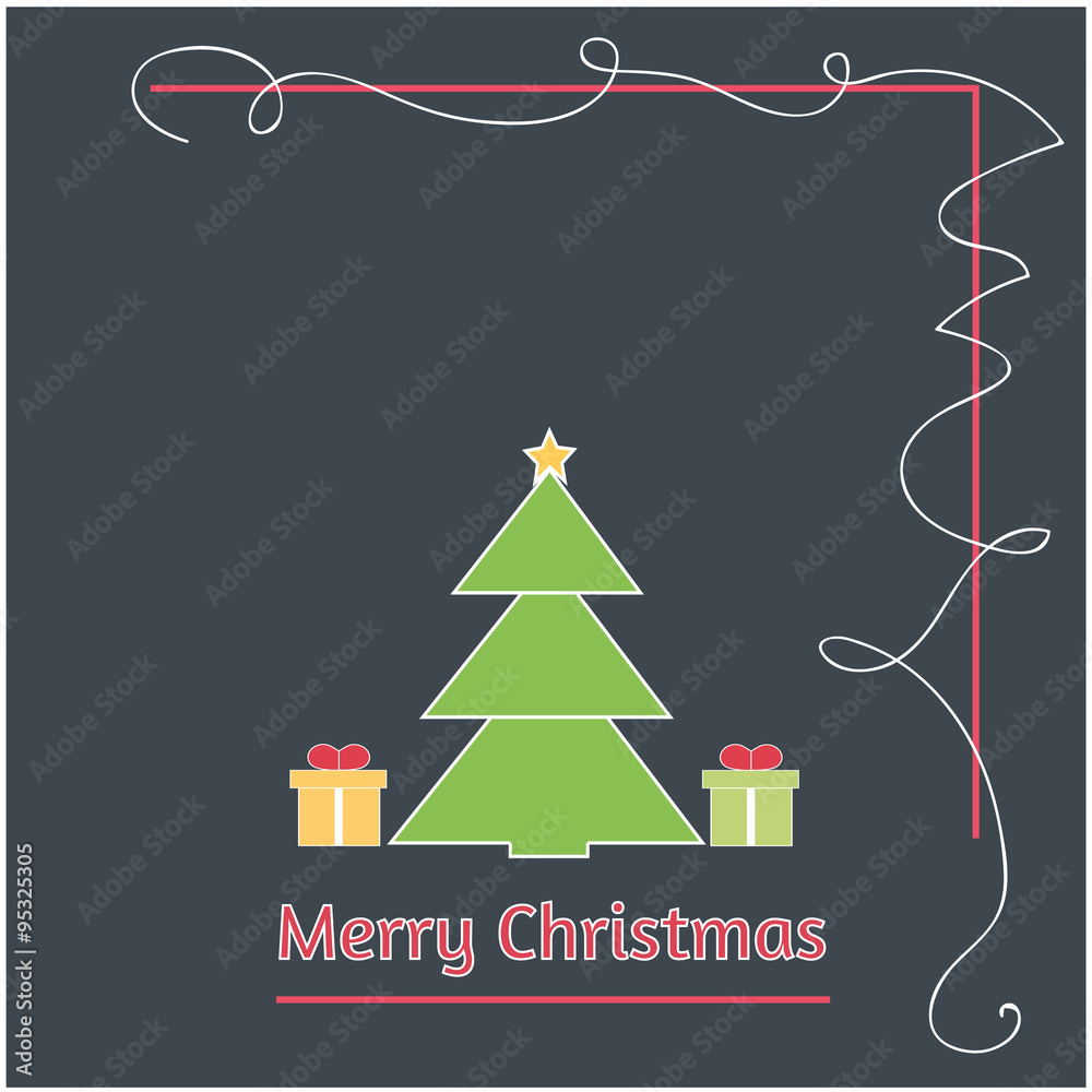Fototapeta premium Minimalistic Christmas e-card stationery illustration 