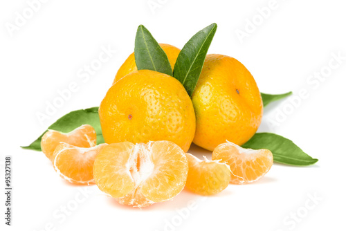 oranges and segments on white