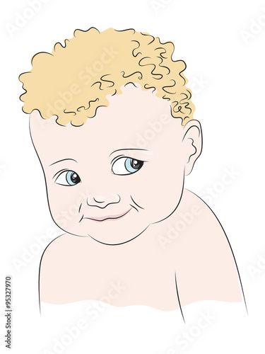 Kid on a white background.