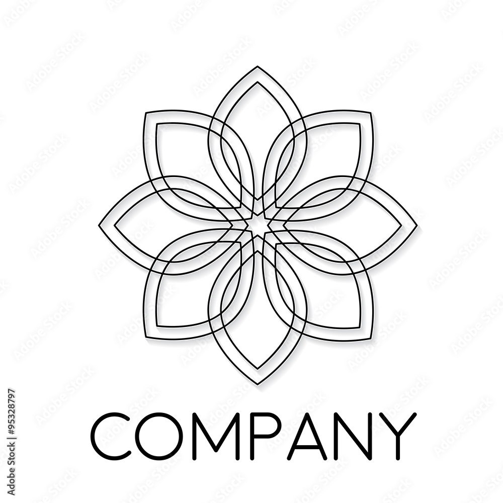 Naklejka premium Vector sign abstract flower, in linear style
