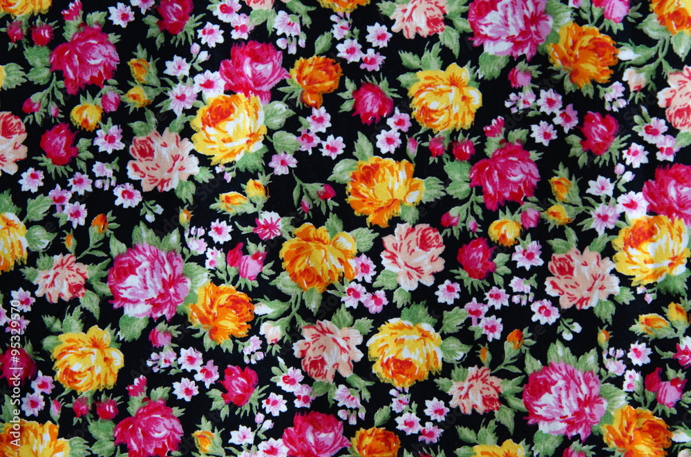 beauty flowers pattern on cloth fabric.