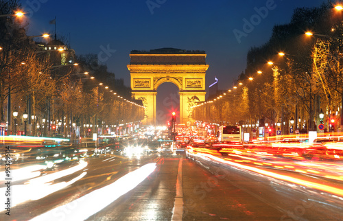 Arc De Triomphe and light trails, Paris © TTstudio
