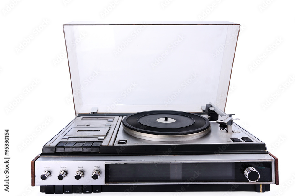 Retro electronic Gramophone isolated on white background Retro electronic Gramophone isolated on white background