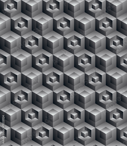 Futuristic continuous black and white pattern  illusive motif ab