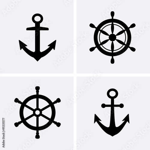 Anchors and Rudder Icons