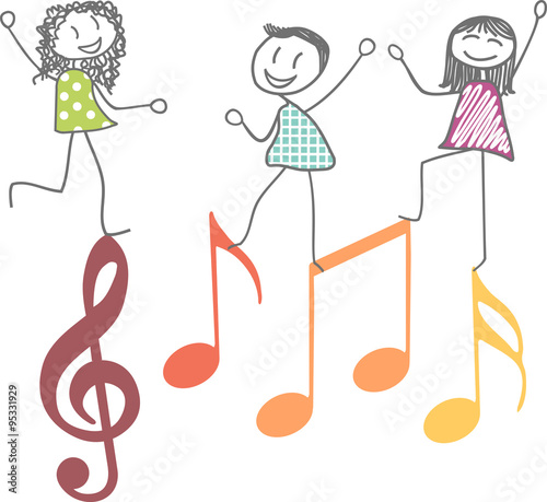 Notes de musiques et personnages