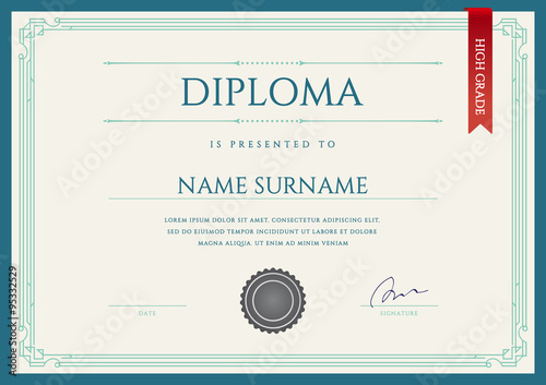 Diploma or Certificate Premium Design Template in Vector