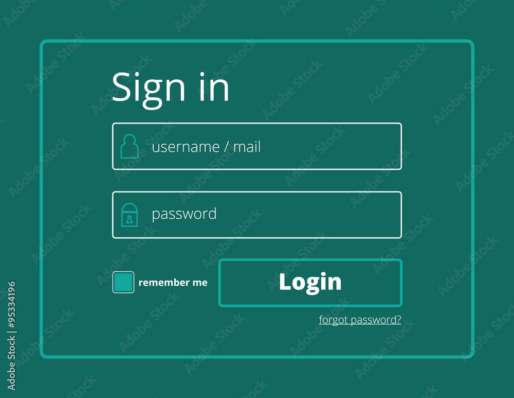 Login form window vector flat design