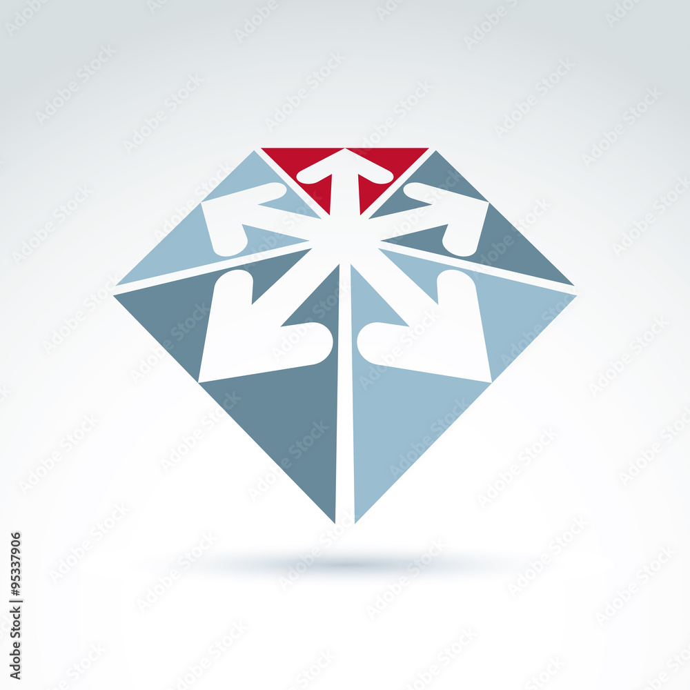 Vector abstract 3D icon with five arrow, abstract symbol, design Vector abstract 3D icon with five arrow, abstract symbol, design