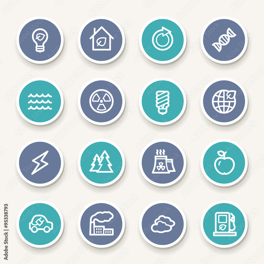 Green ecology web icons set Green ecology web icons set