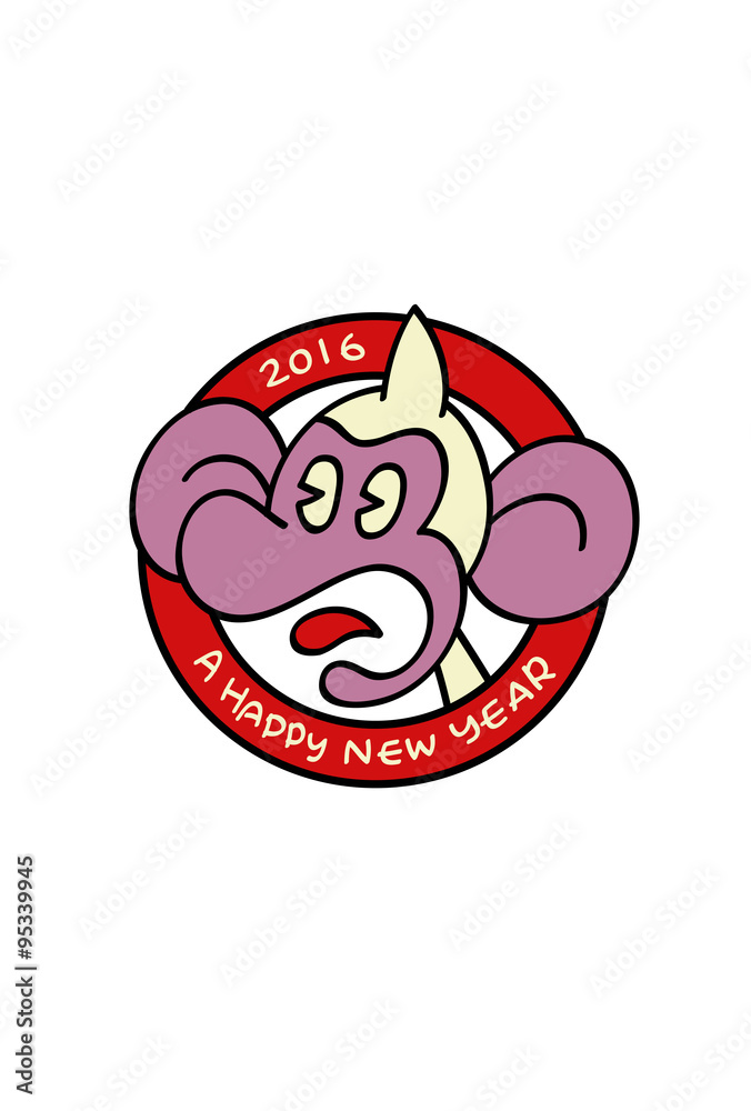 白い猿のオリジナルキャラクター 年賀状16 Stock Vector Adobe Stock