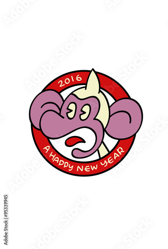 白い猿のオリジナルキャラクター 年賀状16 Stock ベクター Adobe Stock