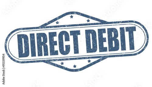 Direct debit grunge rubber stamp on white background, vector illustration