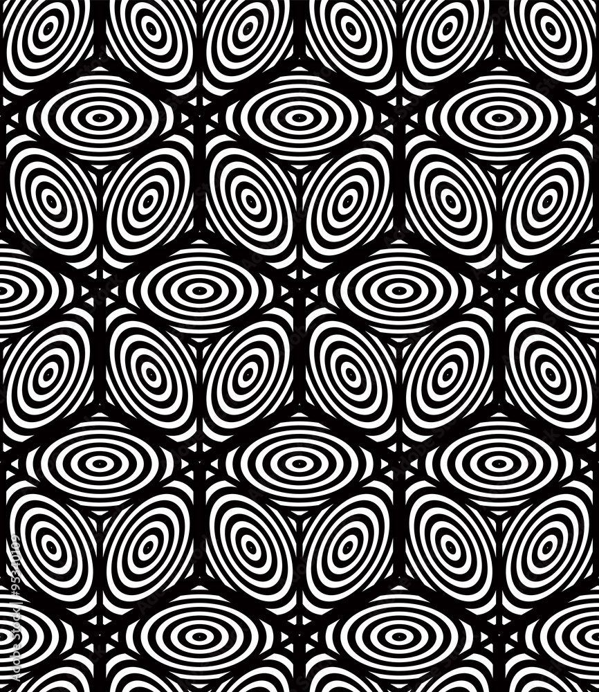 Black and white illusive abstract geometric seamless 3d pattern.