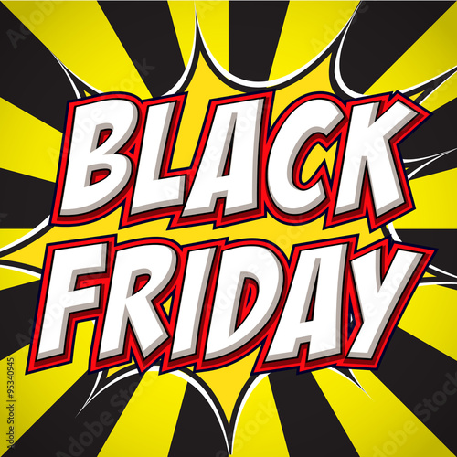 Comic book explosion with text Black Friday. Design for your banner flyer pop art