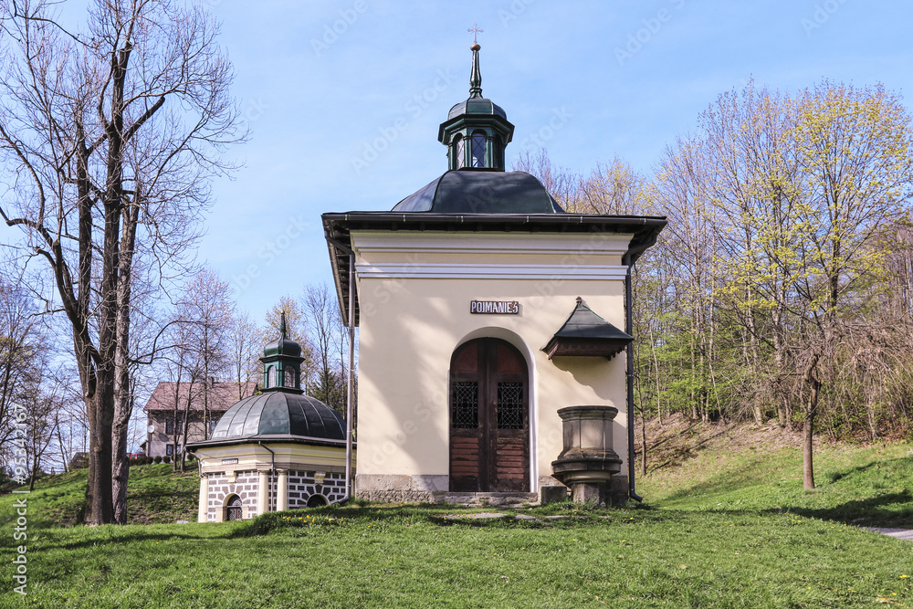 Fototapeta premium Chapel in Kalwaria Zebrzydowska, architectural and park landscap