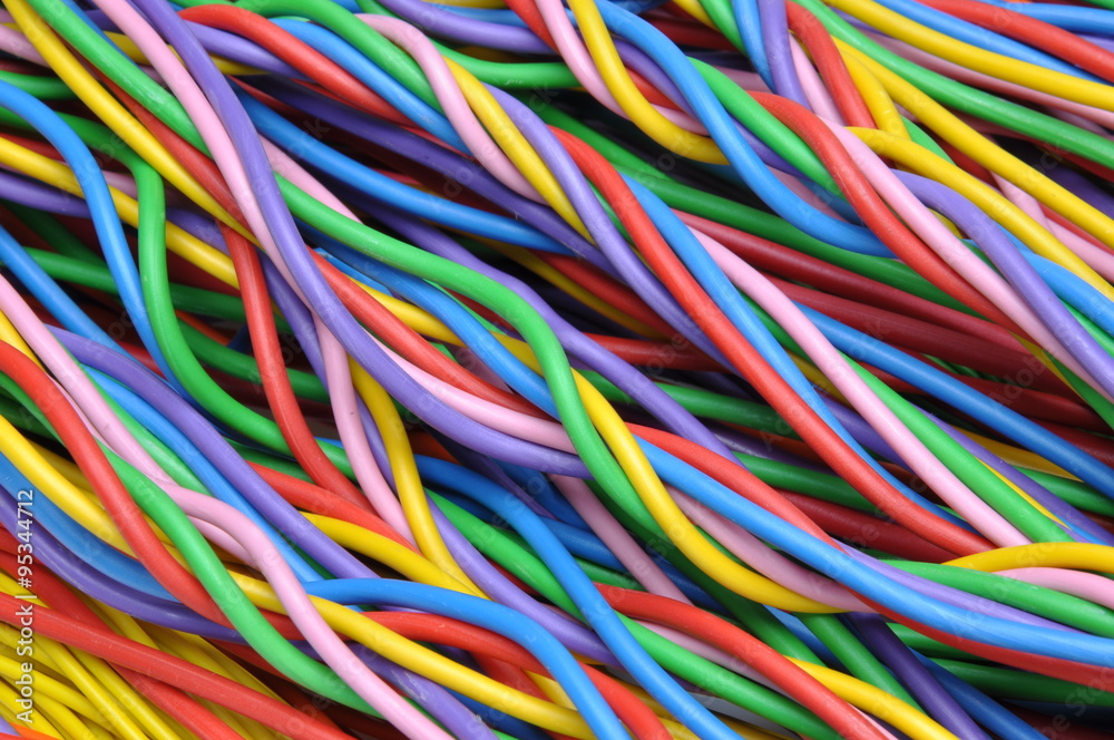 Colored wires and cables in electrical and telecommunication networks