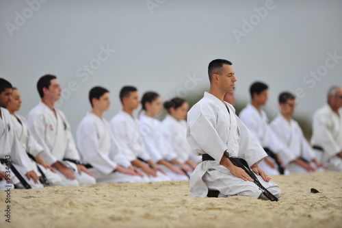 Karate training on the sand